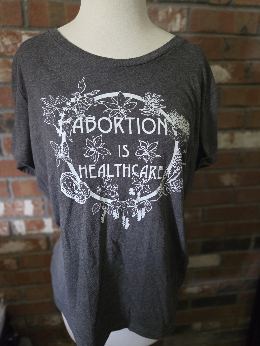 Women's Charcoal Graphic Tee - 'Abortion Is Healthcare'